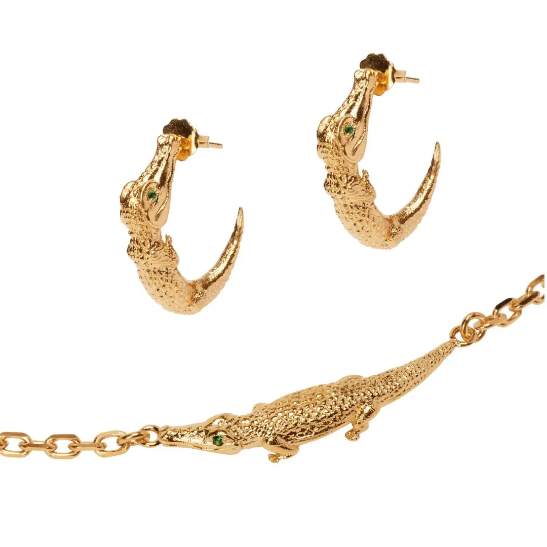 Zapata Eye Croc Earrings & Baby Croc Necklace Bundle
