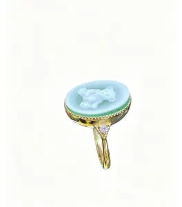 Evelyn(12984)gc.S925 Teddy bear cameo adjustable ring $33/pc