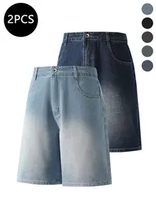 2-Pack men’s denim shorts and men’s jeans. Men’s shorts feature a gradient wash, straight cut, and loose fit. Suitable for everyday commuting and holiday travel. Simple solid colors that are easy to match; suitable for both men and women.