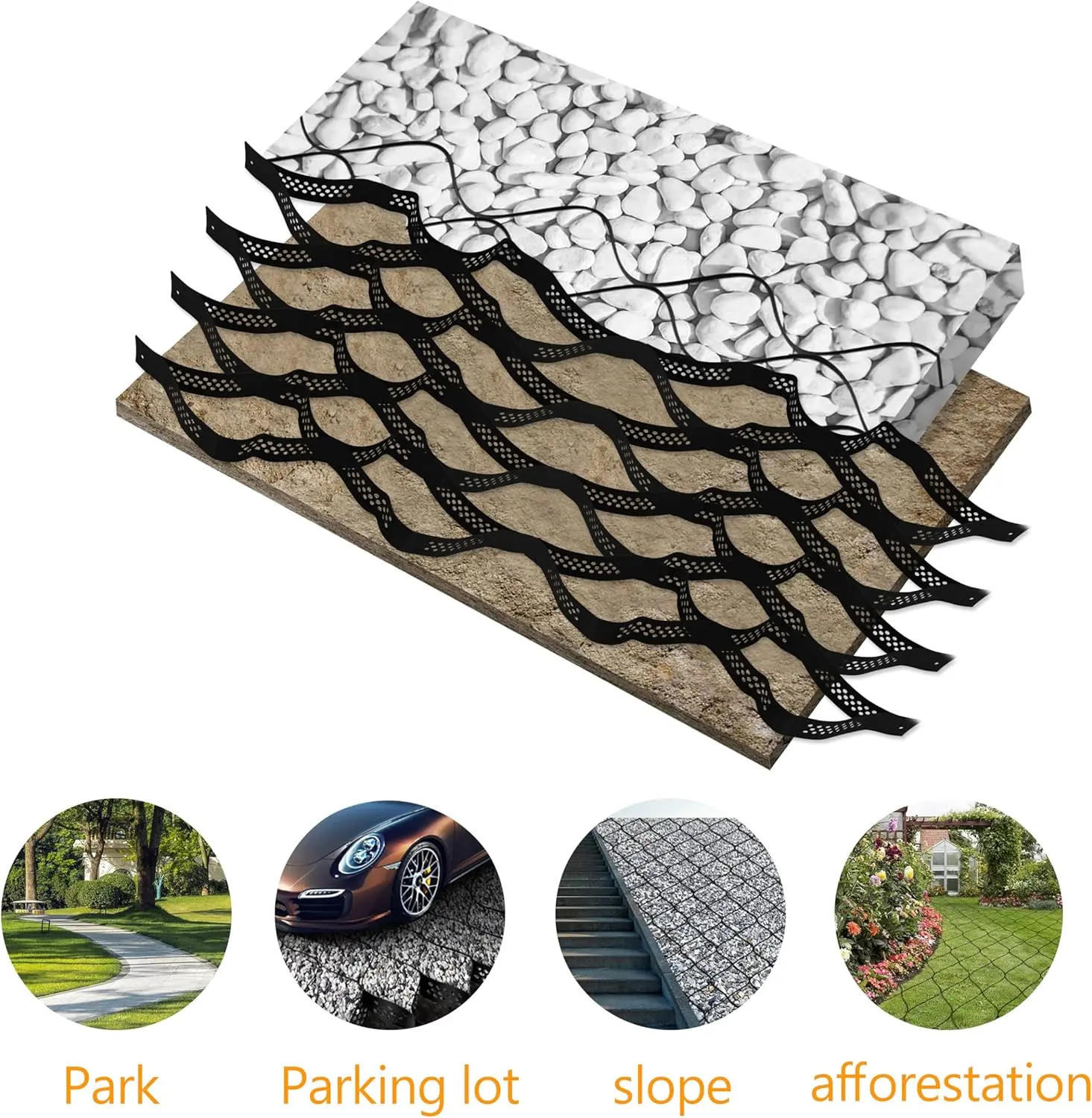 [Deals For You] 3" Thick Ground Grid 16.5 x 6.5 FT, Gravel Retainer 1880 LBS Per Sq ft, Geo Grid Driveway Stabilization for DIY Patio Walkway Driving RV Parking Slopes and Garden (Black, 6.5 x 16.5 FT)