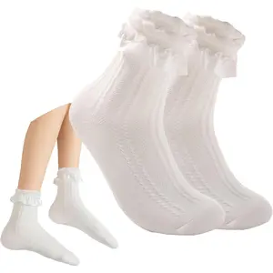 Ruffle Socks for mid- Lace Ruffle Frilly Women Girl Princess JK Socks Comfortable Cotton