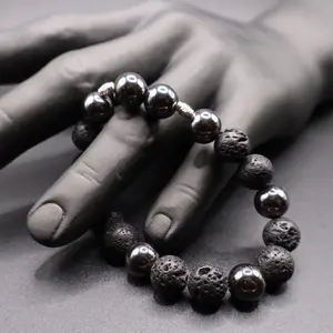 Hematite & Lava Bead Bracelet