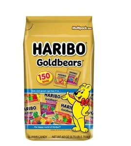 HARIBO Goldbears & Wildberry Goldbears Minis 0.4 oz 150 ct Variety Pack Fat Free Gummy Bear Candies Sweet Bonbon Snack Jelly Multipack Size