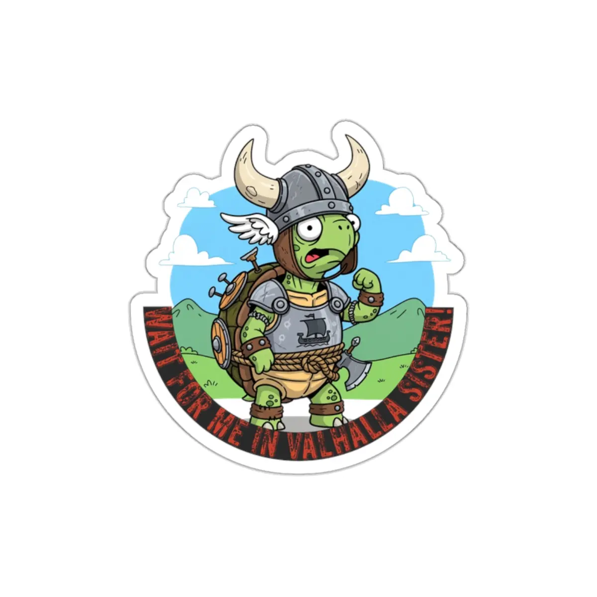 Viking Turtle Die-Cut Stickers - Norse Mythology Decal for Laptop, Tablet, Water Bottle - Valhalla Sister Norse Gift, Scandinavian Decor,