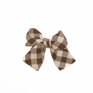 Fawn Gingham - Petite Hair Bow