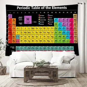 1PC Periodic Table of Elements Tapestry Funny Tapestry for Bedroom Living Room Office Party Halloween or Room Decor 78x59inch Polyester Tapestry Wall Hanging Tapestries with Free Installation Package Decor As Best Gift for Back-to-School Season