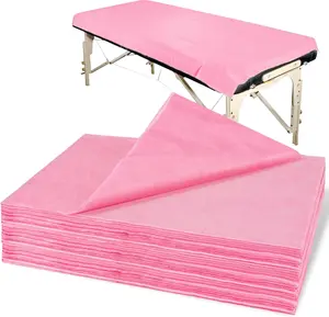 Massage Table Sheets - Disposable Bed Sheets 31" X 70" Waterproof Massage Table Cover Non-Woven Disposable Bed Sheets for Travel, Massage, Spa, Tattoo, Beauty, Pink (18PCS) (24) HYF-Disposable Non