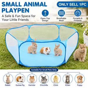 Small Animal Portable Playpen for Indoor, Outdoor Fun, op-up Open Interactive Pet Tent, 360° Adventureland, Water-Resist Floor Saves Carpets, Folds Flat for Easy Storage,Exercise Yard Fence, for Rabbits, Guinea Pig, Hamster, Chinchillas, Kittens, Puppies