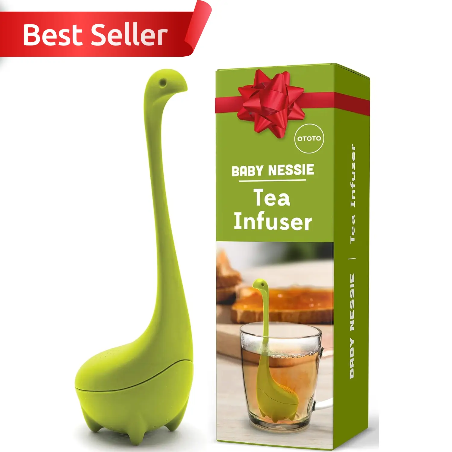 OTOTO Baby Nessie Loose Leaf Tea Infuser - Dinosaur Tea Infuser Strainer, Cute Lake Monster Silicone Tea Infuser for Loose Leaf Tea
