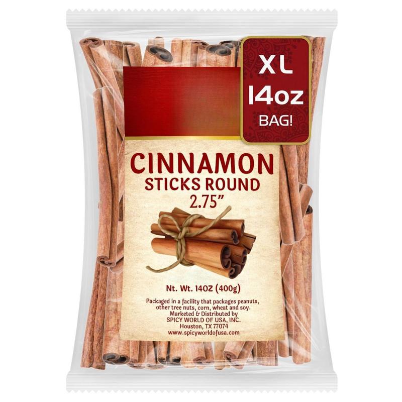 Spicy World Cinnamon Sticks 14 Oz Bag ~100 Sticks - Strong Aroma, Perfect for Baking, Cooking & Beverages - 3+ Inches Length - Cassia Saigon Cinnamon from Vietnam