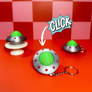 UFO Flying Saucer Alien | Keyboard Fidget | Click Fidget | 3D Printed Clicker