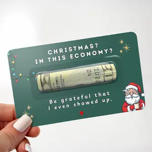 Funny Christmas Money Card for Cash Gift | BRUH Santa’s Budget Got Denied, Broke Holiday Gift Card Holder, Christmas Gag Gift for Friends, Coworkers, Secret Santa