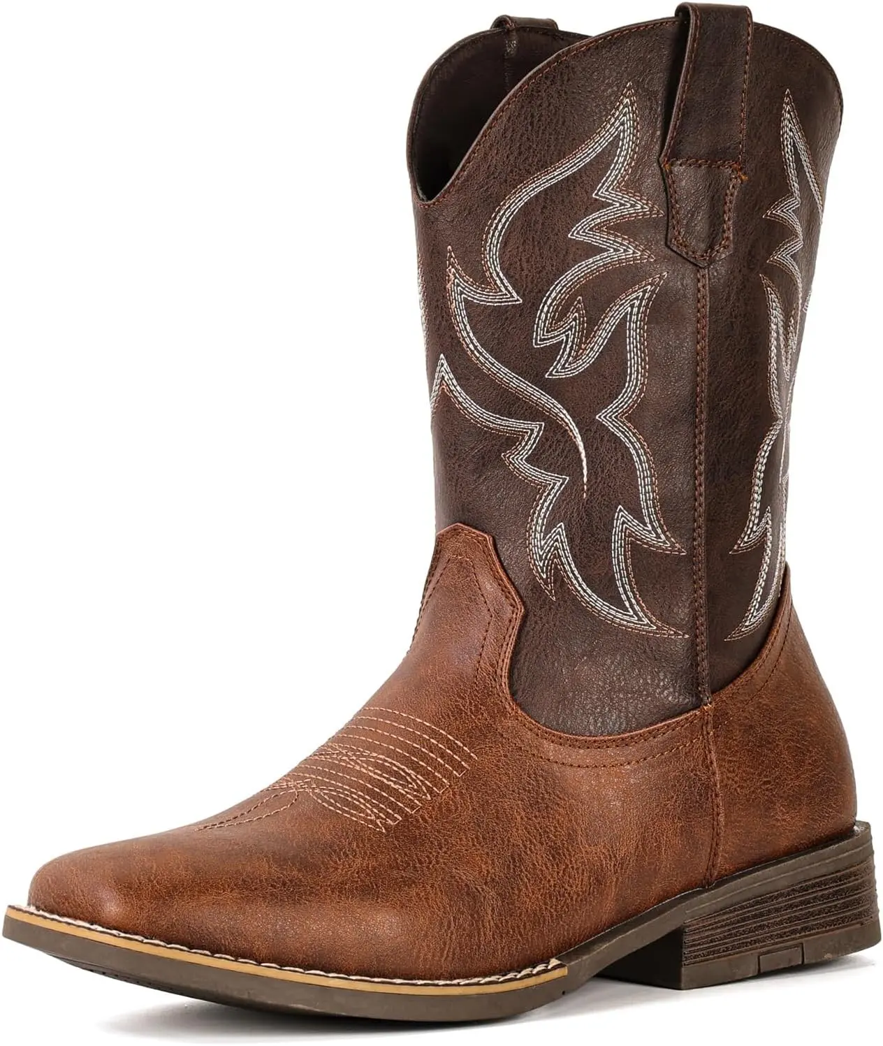 Cowboy Boots For Men Wide Square Toe,Slip-Resistant Western Boots with Embroidered Detail Easy Pull-On Design(Gift)