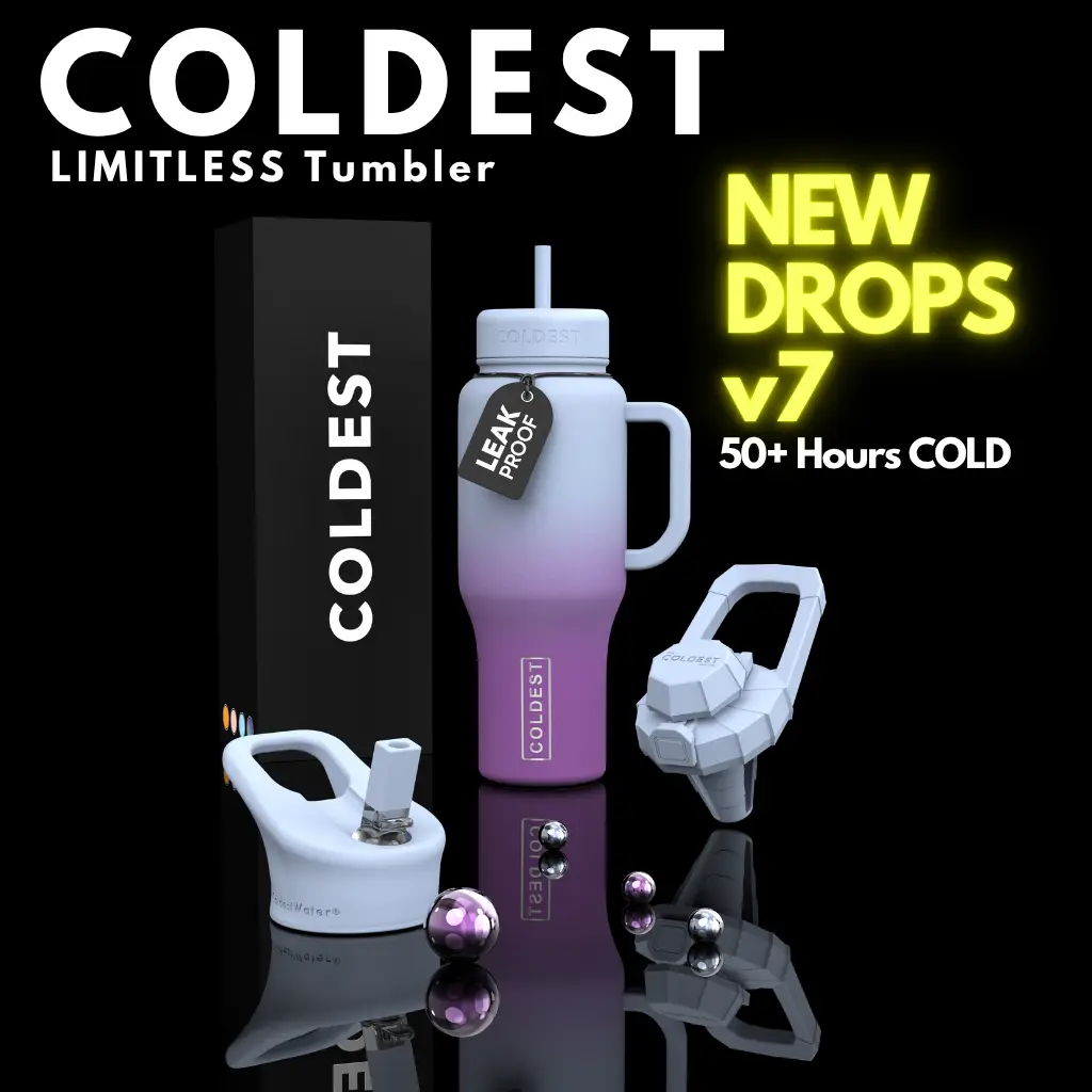 COLDEST Drops v7 | Tumbler with Handle and Straw | 100% Leakprof Prevents Spills...