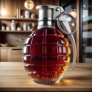 Creative Glass Bottle Decanter, Hand Grenade Bottle, High Borosilicate Material, Heat-Resistant, Perfect for Whiskey & Vodka, Ideal for Bar or Tabletop Display