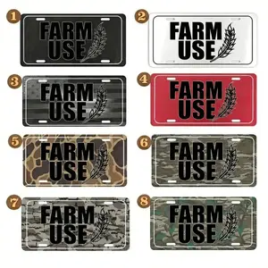 8 Styles Farm Use License Plate, Camo American Flag Gift for Farmers & Truck Owners, American Flag Aluminum Car Tag for Farm & Truck