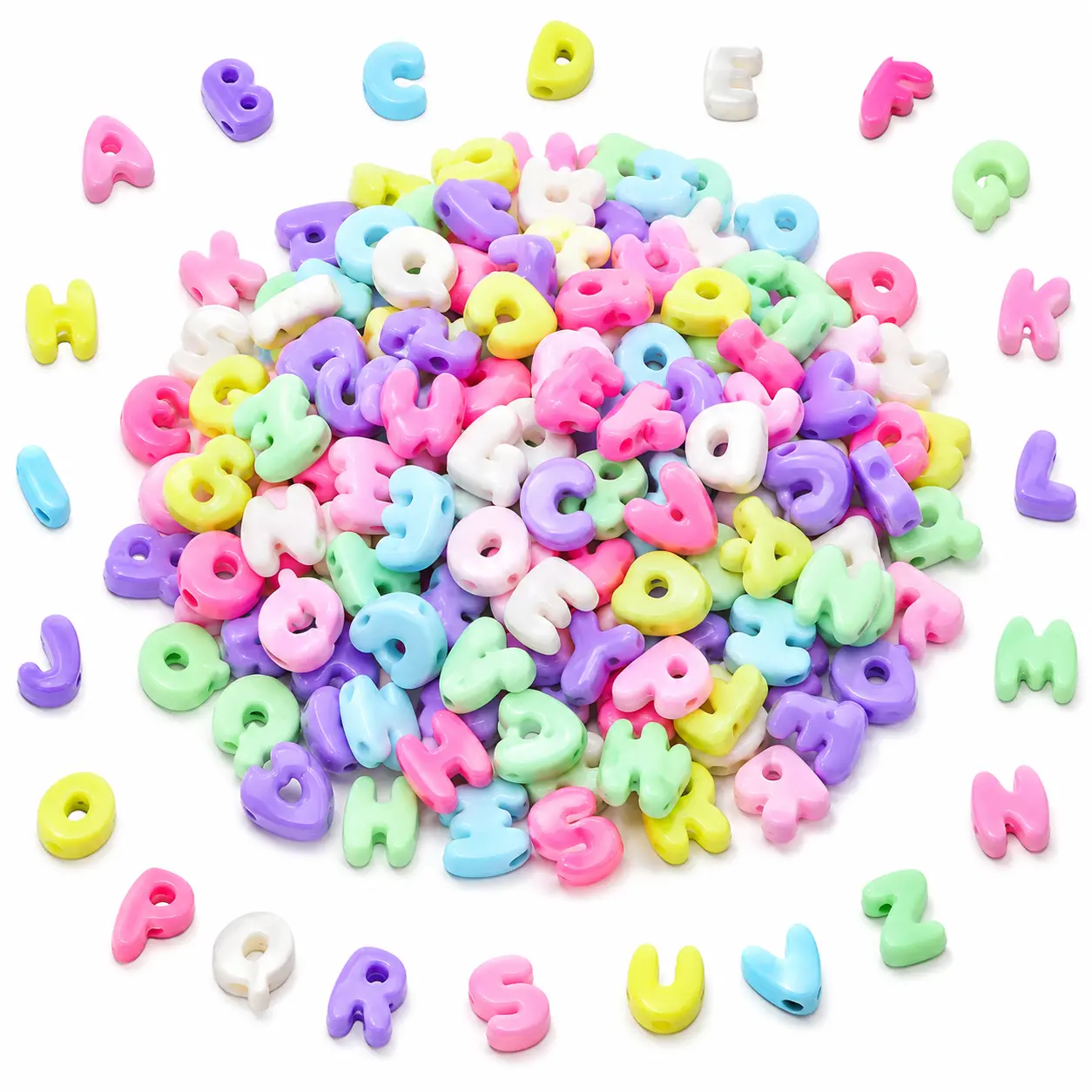 500g Large Acrylic Alphabet Bead Mix, 21x26mm Opaque A-Z Letter Beads in Assorted Colors for DIY Personalized Name Keychains, Bag Charms, Lanyards, Necklaces and Creative Craft Supplies