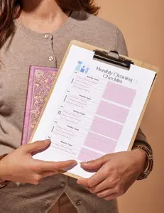 Daily Monthly Cleaning Checklist Printable 2 Sheet Basic Computer Paper 8x11in for Fresh Mess Free Home