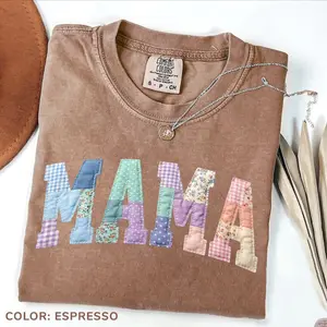 Comfort Colors Faux Patchwork Floral Mama T- Shirt, Cottagecore Floral Mom Gift, Cottagecore Tee