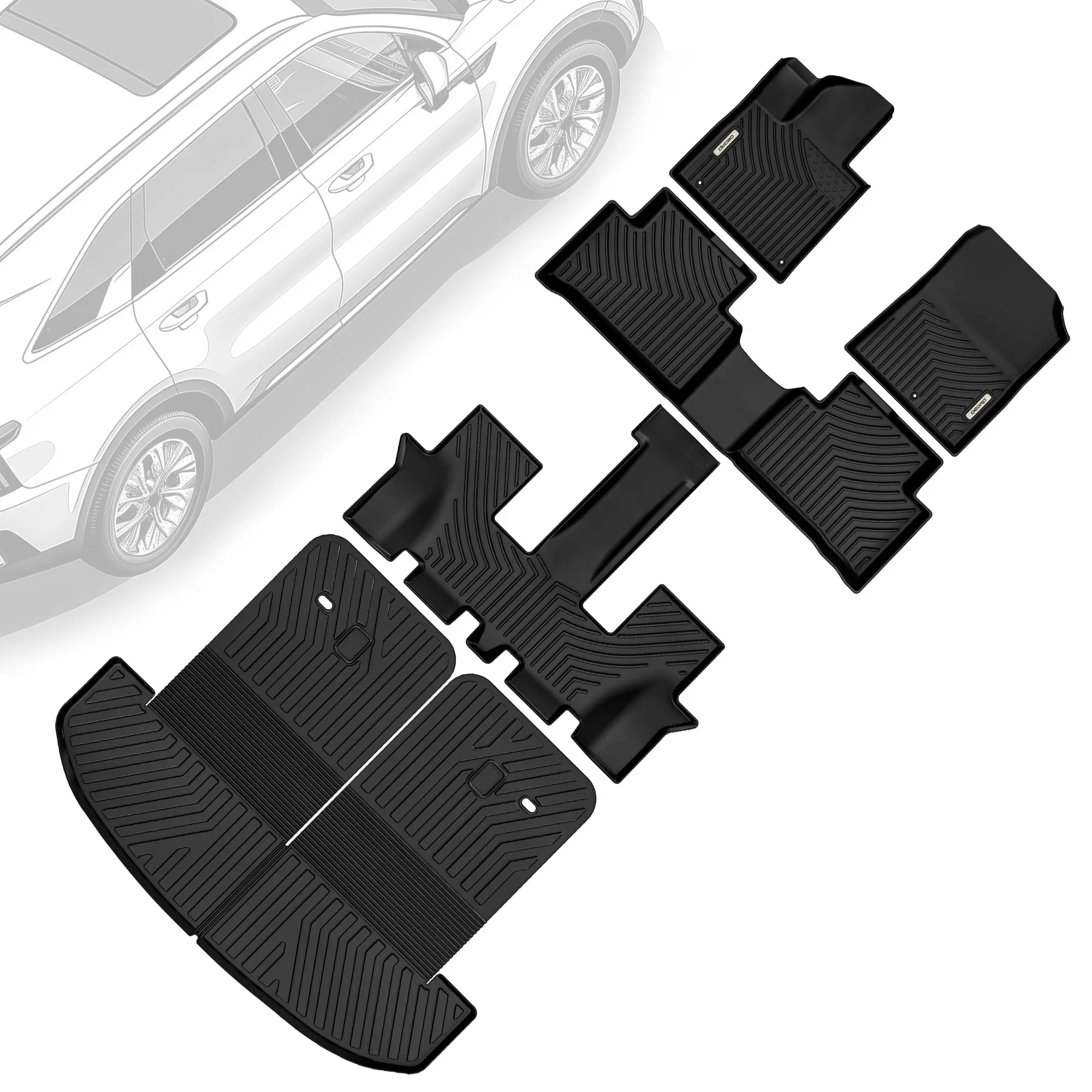 OEDRO TPE Floor Mats fits 2021-2026 KIA Sorento GAS 6 & 7 Seat, All Weather, Waterproof
