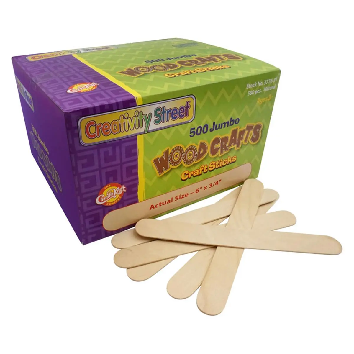 Pacon CK-377601-2 Natural Creativity Street Jumbo Craft Sticks - 500 Piece - Pack of 2