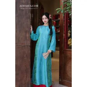 Emerald Lagoon Vintage Vietnamese Ao Dai Set O28