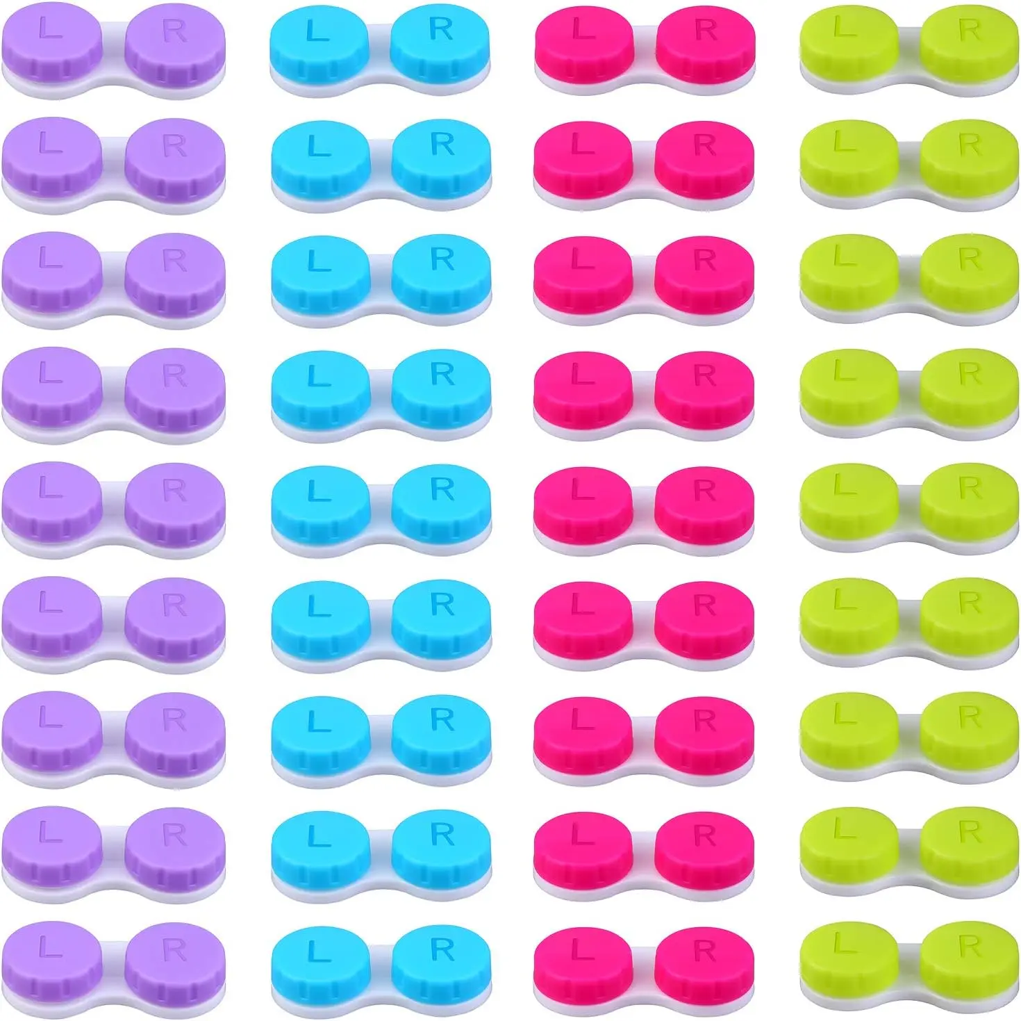 36 Pack Colorful Contact Lens Case Left/Right Contact Lens Soak Storage Contact Lens Travel Container, 4 Colors