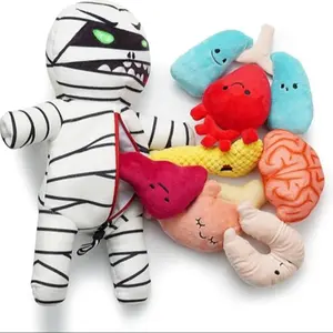 Mummy Dog Toy Set with Organs, Fun Hide-And-Seek Squeaky Chewing Toys, Suitable for Puppies and Small Medium Dogs, Plush Filled Puzzle Training Toys