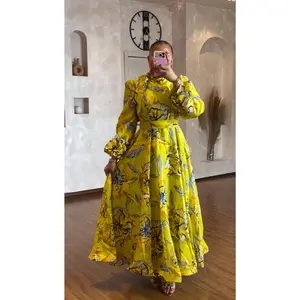 Floral Tie-Neck Twirl A-Line Dress: Wedding Guest Birthday Cocktail Anniversary