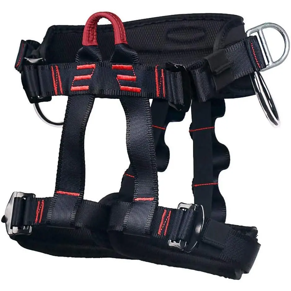 Climbing Harness Protect Waist Safety Harness Gear Wider Half Body Harness for Roofing Fire Rescuing Rock Climbing Rappelling Tree Climb Red