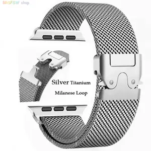 Titanium Milanese Loop Band for Apple Watch Ultra 2 49mm Series 10/9/8/7/6/5 | Secure Parachute Buckle