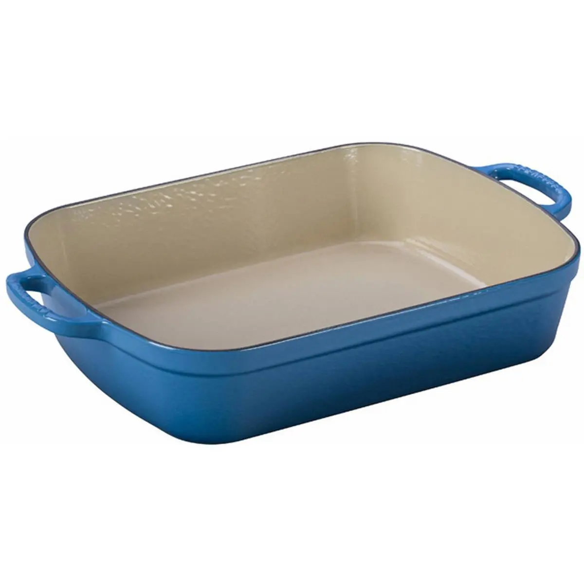 Le Creuset LS20113359 Enamel Cast Iron Roaster - 5.25 qt Marseille Bakeware Roasting Pan, Low Profile, Even Heating, Colorful Exterior Enamel, Superior Heat Retention, Oven-Safe for Oven-Roasted Chicken, Lasagna Dishes, Casseroles, With Handles