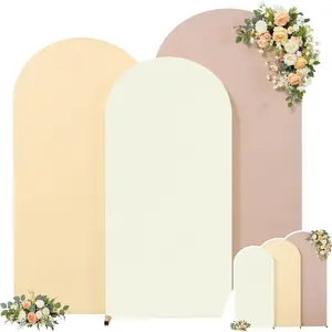 Arch Backdrop Cover Set of 3 Cream Champagne Nude Wedding Arch Covers Spandex Backdrop Stand Cover for Birthday Bridal Baby Shower Banquet Decoration 4FT 5FT 6FT