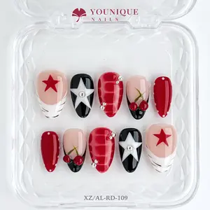Younique Nails | 10PCS 100% Handmade Press-On Nails | Reusable Colorful Art acrylic stylish 3D