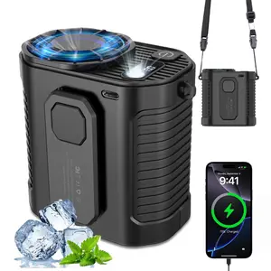 Portable Waist Fan, 10 Speed Adjustment Clip on Wearable Belt Personal Fan with Led Light, Rechargeable Hands-free Hanging Neck Fan, USB Cooling Fan, Outdoor Rechargeable Fan