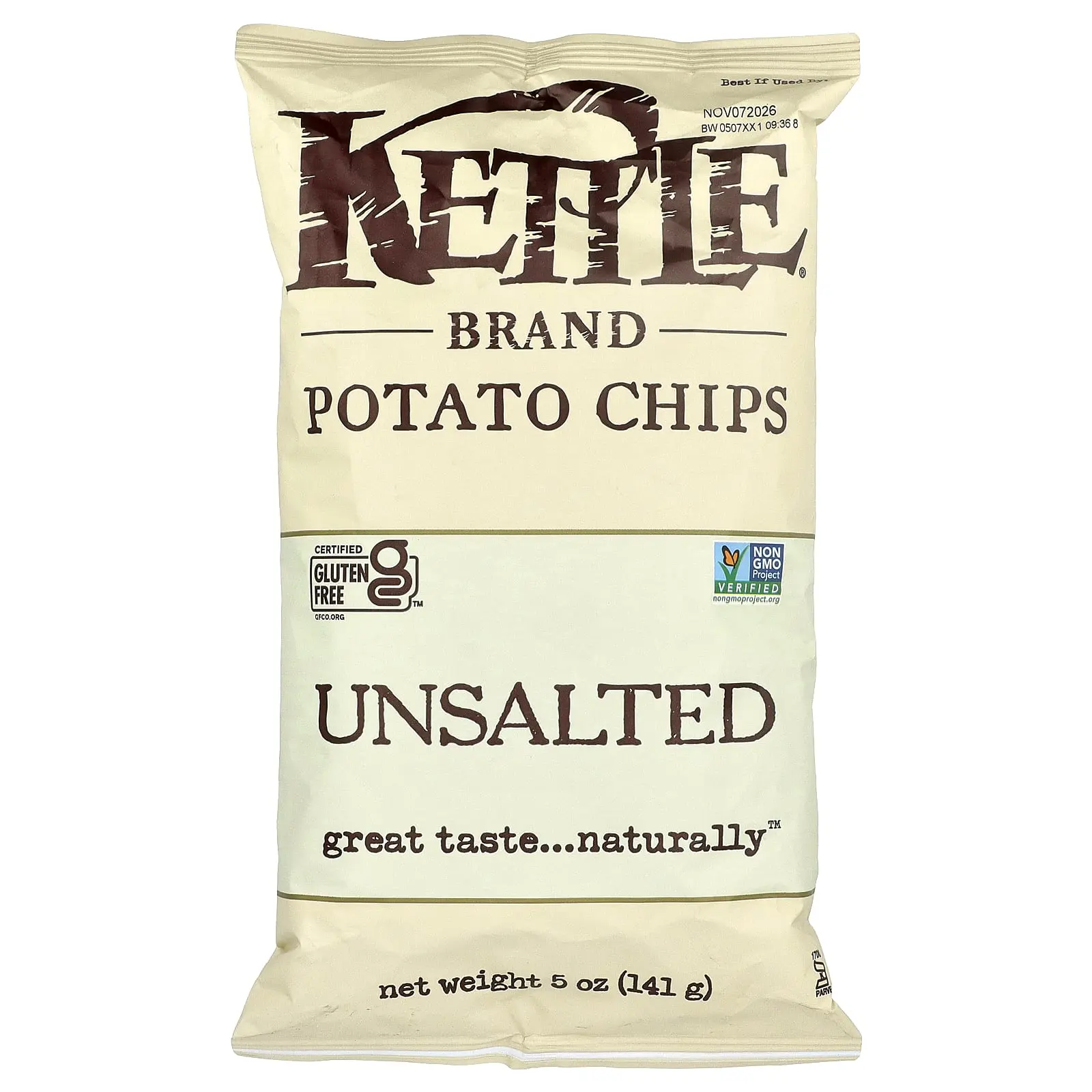 Kettle Foods Potato Chips, Unsalted, 5 oz (141 g)