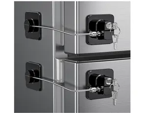 2 Pack Refrigerator Door Locks, Child Proof Fridge Lock for Kitchen Freezer, Cabinets and Drawers, Air Oven Air Fryer, Closets, Windows, Doors-No Tools Need or Drill (Patent)