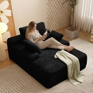 67" Extra-Large boneless couches Chaise Lounge Chair Indoor,Faux Sleeper Sofa Couch Bed with Pillows&Wide Armrests,Fluffy Comfy Cloud Couch,Compression Foam Couch for Living Room,Bedroom,No Assembly