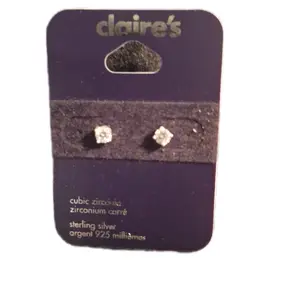 Claire's Cubic Zirconia Sterling Silver Earrings - 925 Millimeters Silver Earrings