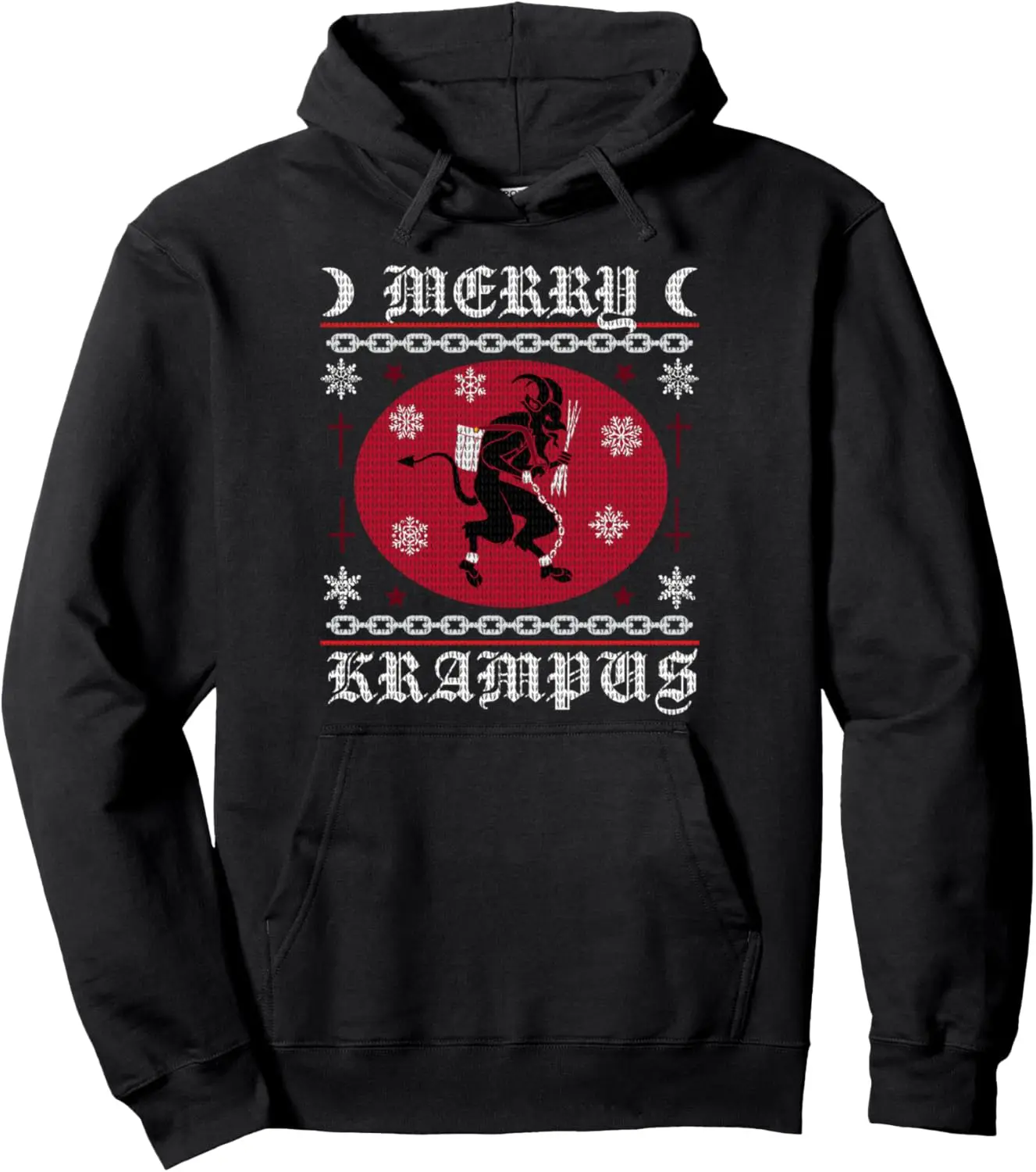 Merry Krampus. Goth Christmas Ugly Sweater. Krampus Xmas Pullover Hoodie