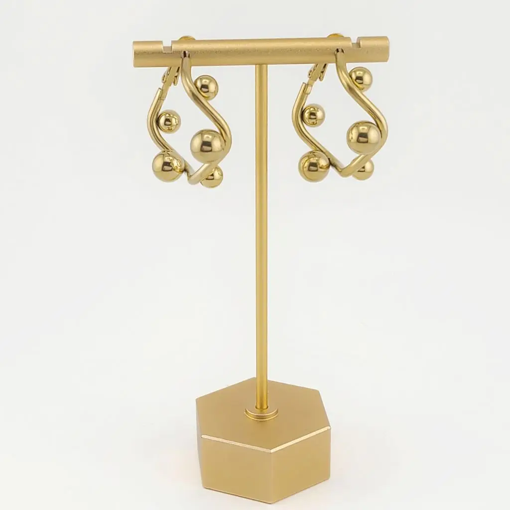 FWJ Gold Hoop Earrings Set, 32mm Geometric Hoops with 8mm Balls, Gold-Plated Stainless Steel Jewelry for Women, Gold Earrings Set