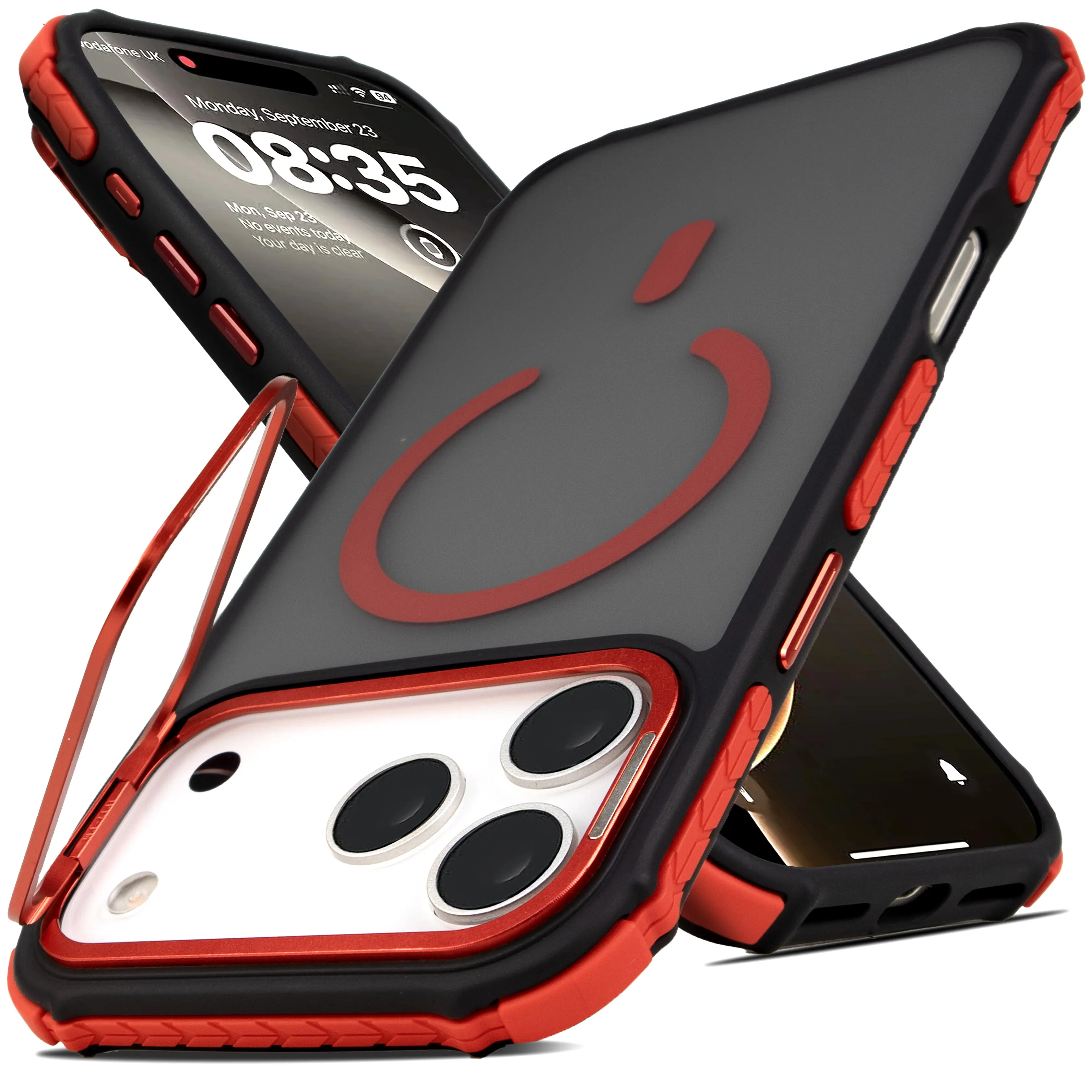 For Apple iPhone 17 Air 16 15 14 Plus 13 12 Pro Max Shockproof Camera Stand Magnetic Case Compatible With MagSafe Heavy Duty Bumper Translucent Clear