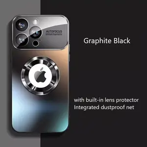 Magnetic Frosted Glass iPhone Case - Graphite Black