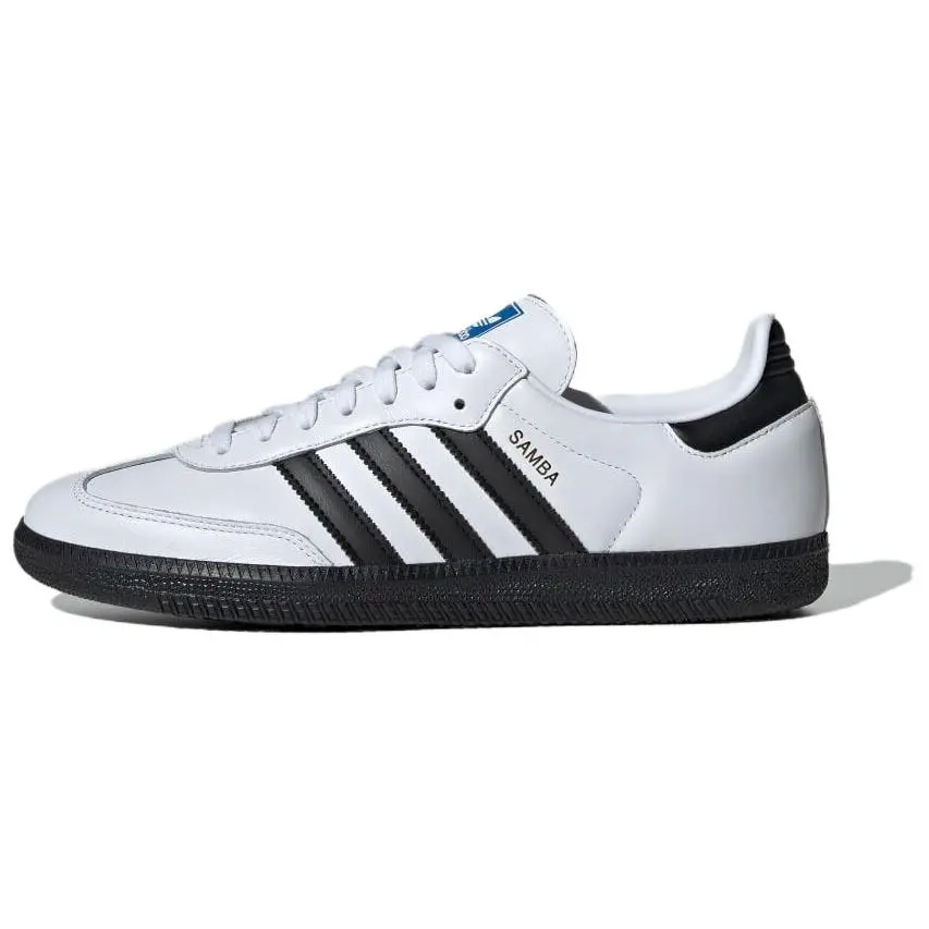 Men's Adidas Samba Og Lace-Up Classic Silhouette Casual Trainers - White Black Solid Colors Footwear, Everyday Sneaker, Round Toe
