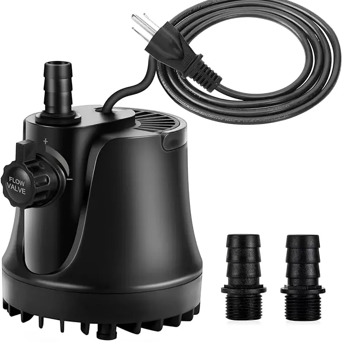 AQQA 265-800 GPH Submersible Aquarium Water Pump with Adjustable Switch, Water Removal and Drainage Sump Cleaning Pump with 2 Nozzles for Aquarium, Pond, Fish Tank, Hydroponics, Backyard