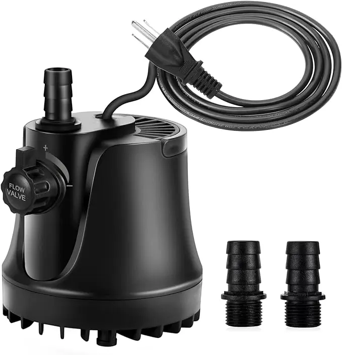 AQQA 265-800 GPH Submersible Aquarium Water Pump with Adjustable Switch, Water Removal and Drainage Sump Cleaning Pump with 2 Nozzles for Pond, Fish Tanks, Hydroponics, Backyard (60W 800GPH)