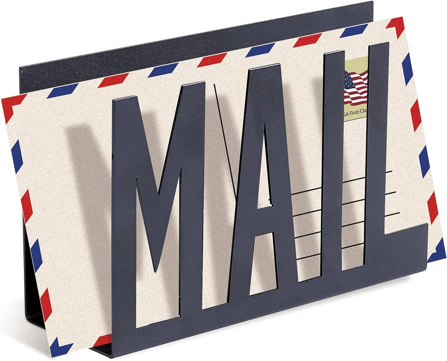 Mail Organizer Countertop Modern Black Metal Mail Holder Organizer with Cutout Mail Lettering Design