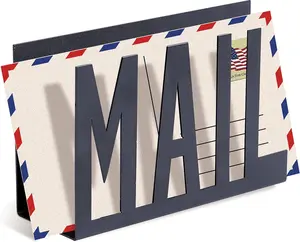 Mail Organizer Countertop Modern Black Metal Mail Holder Organizer with Cutout Mail Lettering Design