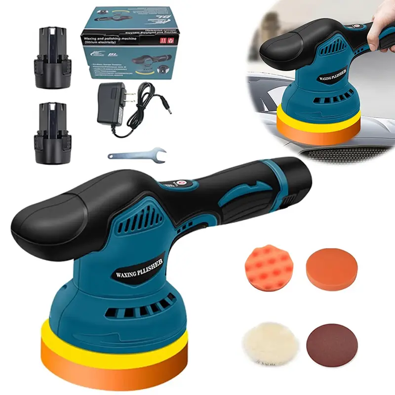 Cordless Car Polisher Kit, 8-Speed Variable Orbital Buffer with 2 Rechargeable Batteries, 5500RPM Power Polishing Machine for Car Detailing and Waxing, Portable Auto Care Set