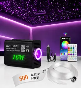 DIY Pattern 500PCS RGBW Fiber Starlight Kit – 16W Color Changing Ceiling Lights for Car & Home Theater Disco Party, 0.02in*9.8ft Professional Animation